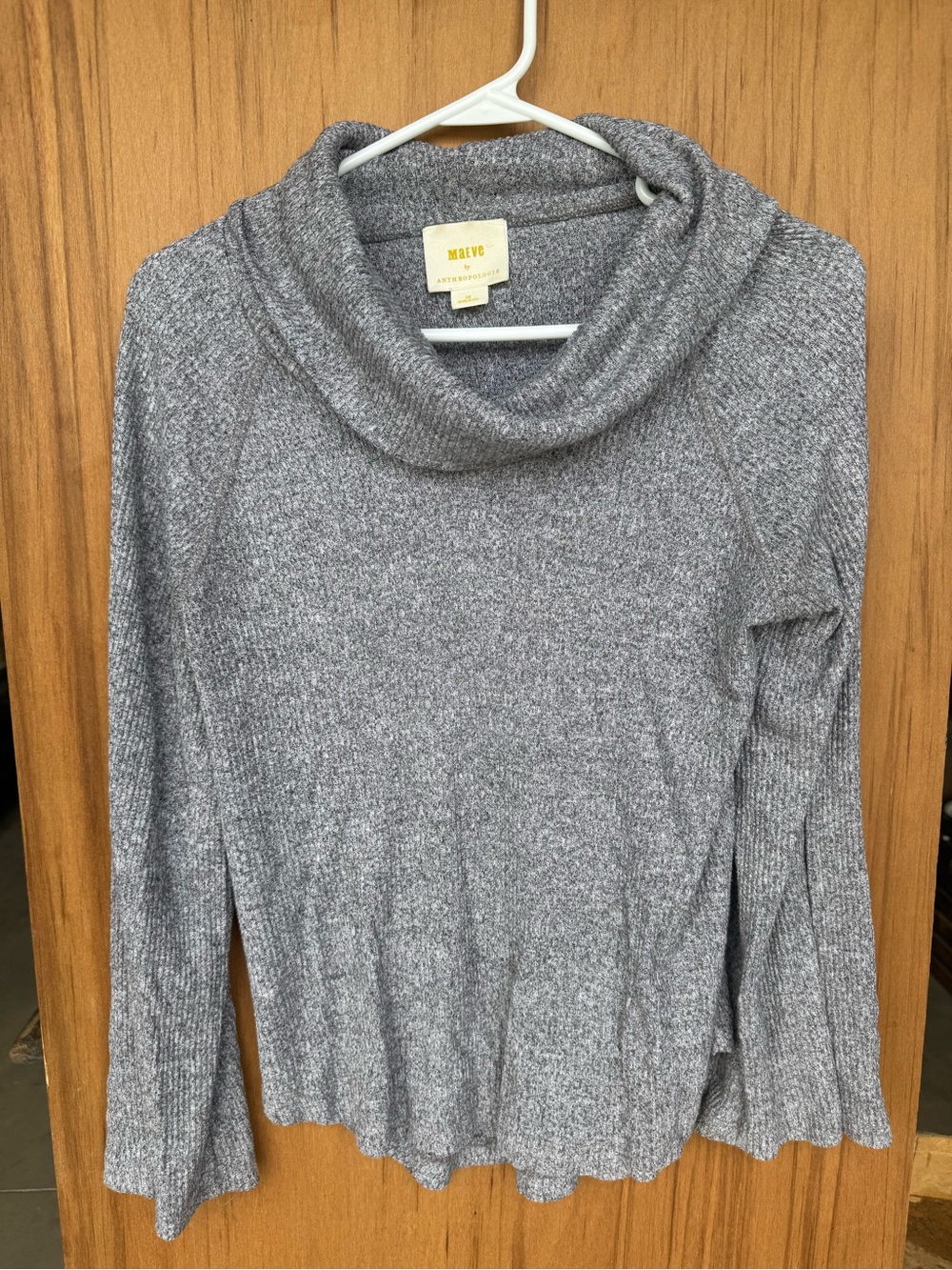 Maeve Anthropologie Women’s XS Gray Cowl Neck Bell Sleeve Knit Sweater